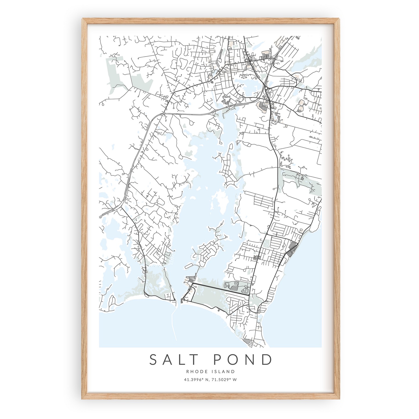 salt pond rhode island map print