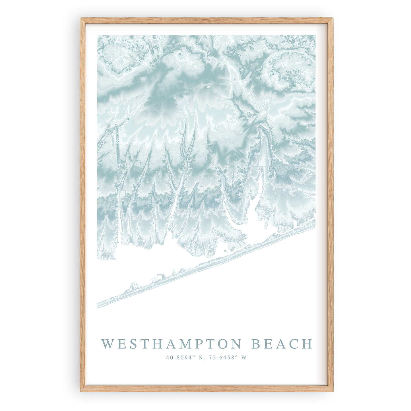 westhampton beach new york map print in wood frame