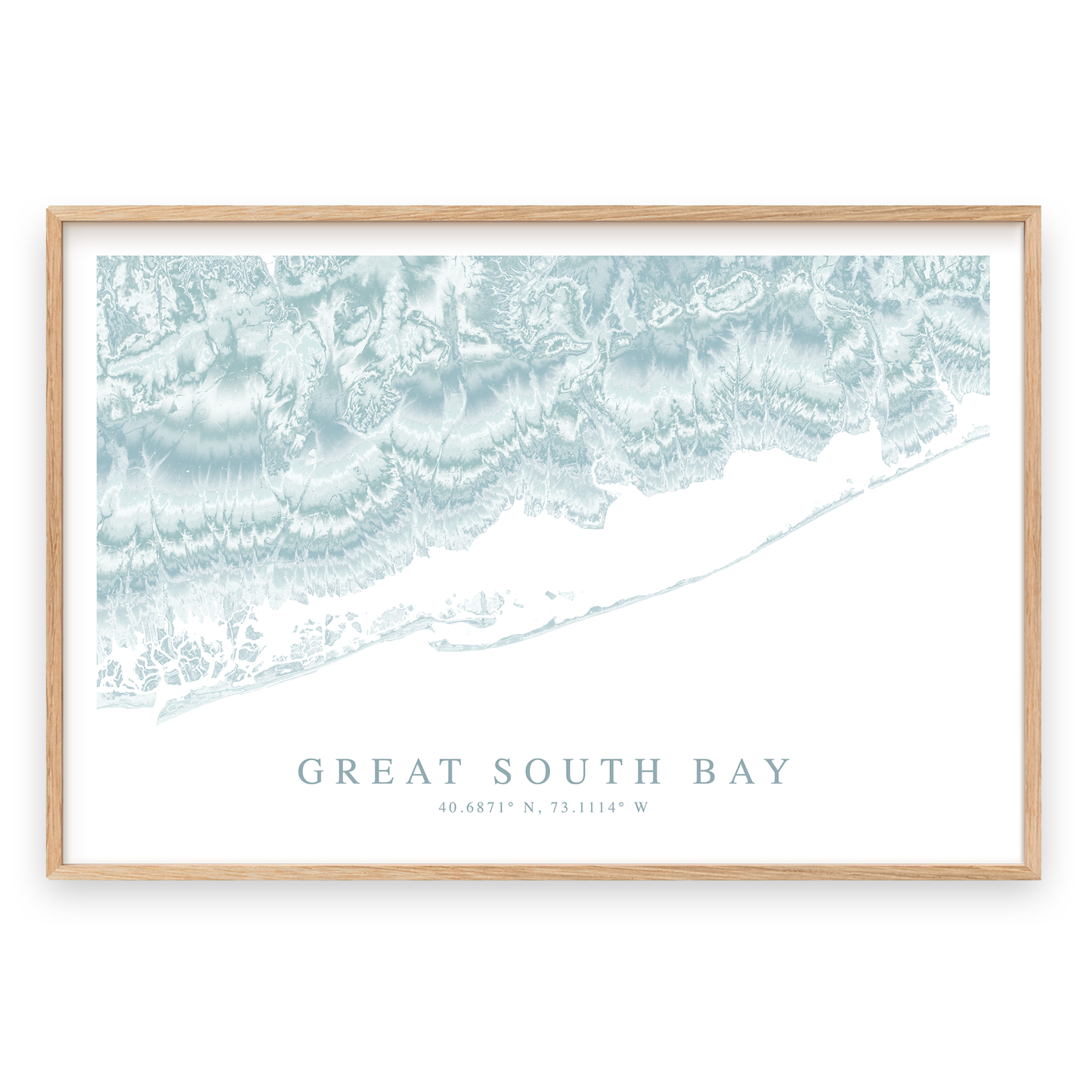 great south bay new york map print in wood frame