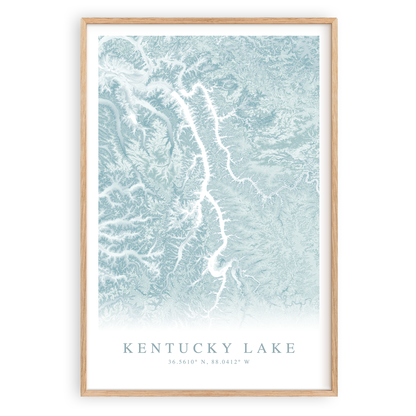 kentucky lake map print in wood frame