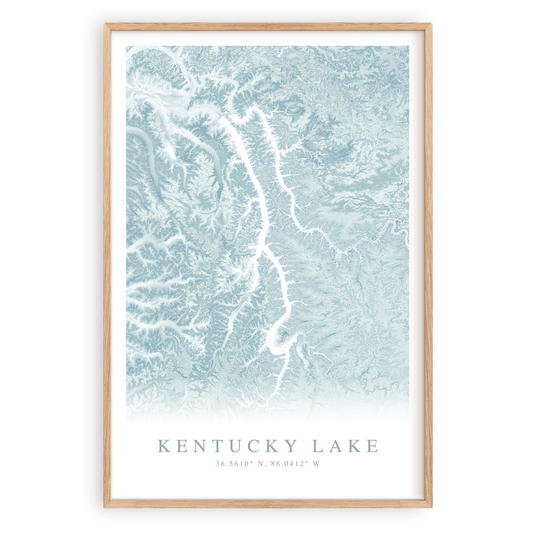 kentucky lake map print in wood frame