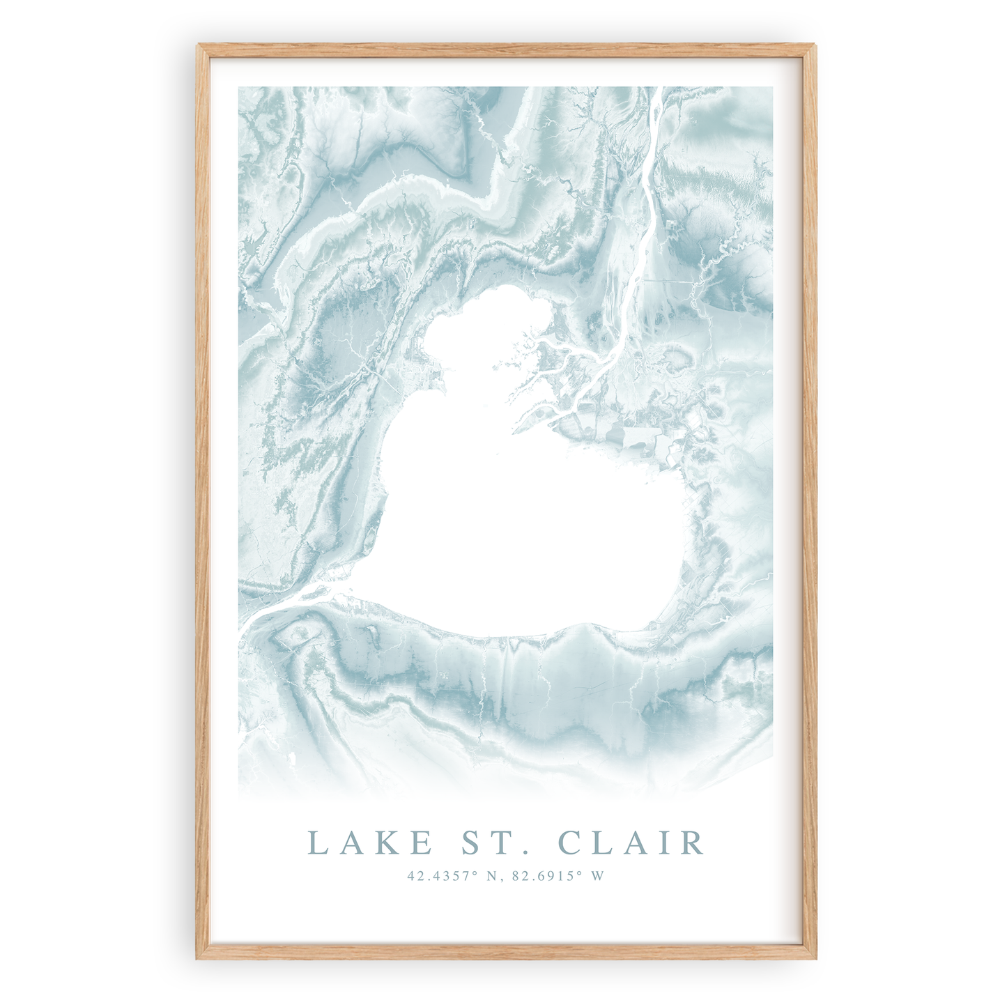 lake st clair map print in wood frame