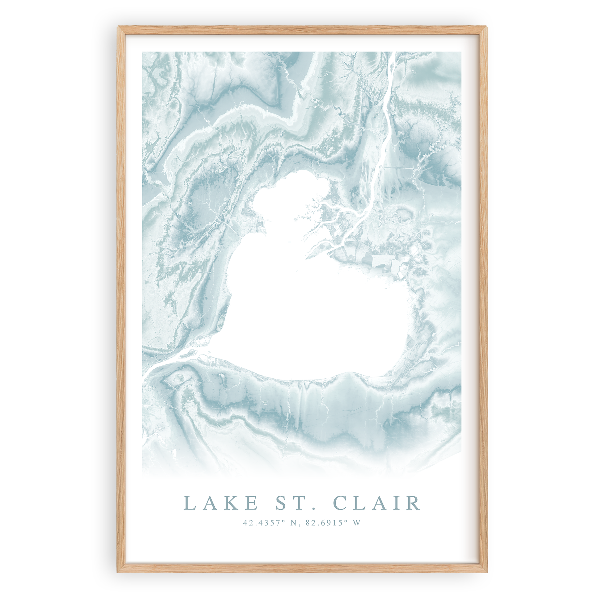 lake st clair map print in wood frame