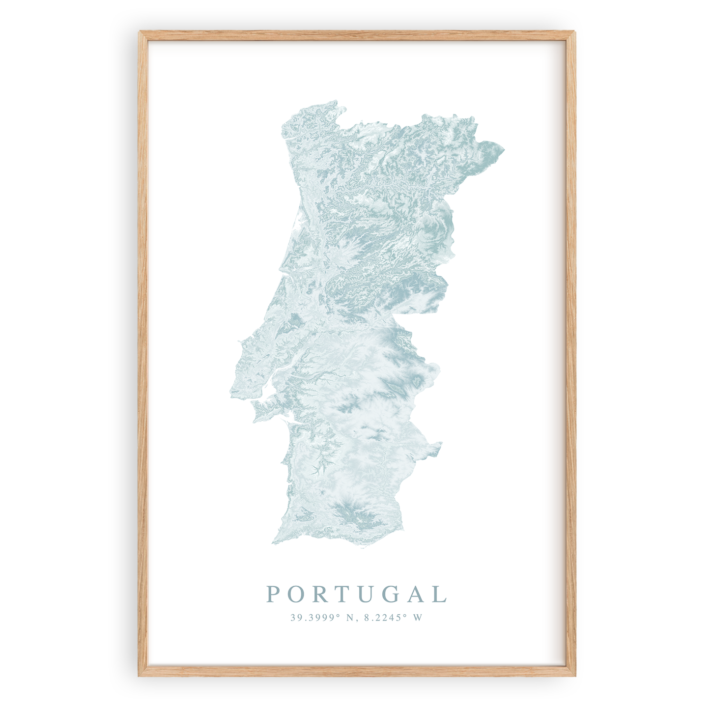 portugal map print in wood frame