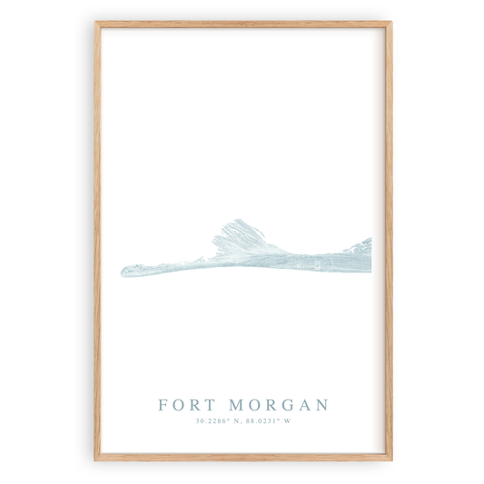 fort morgan alabama map print in wood frame