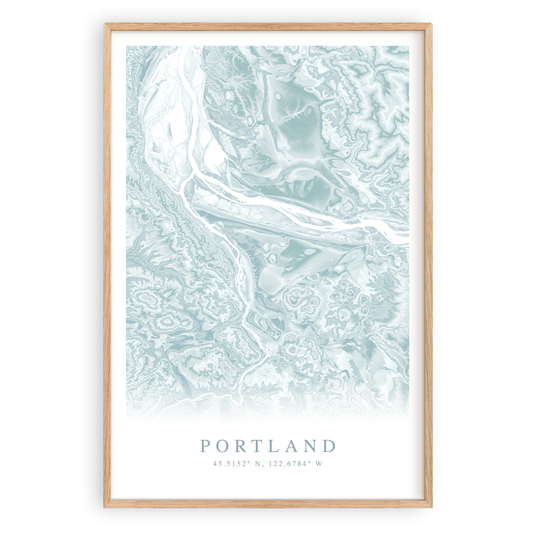portland oregon map print in wood frame