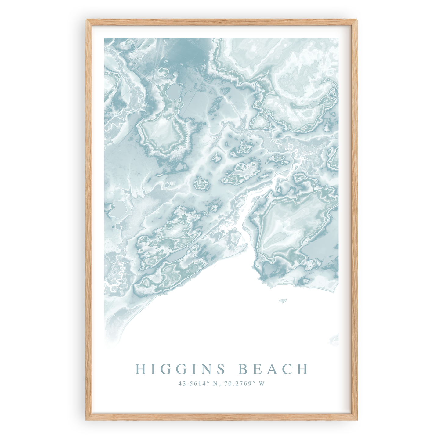 higgins beach maine map print in wood frame