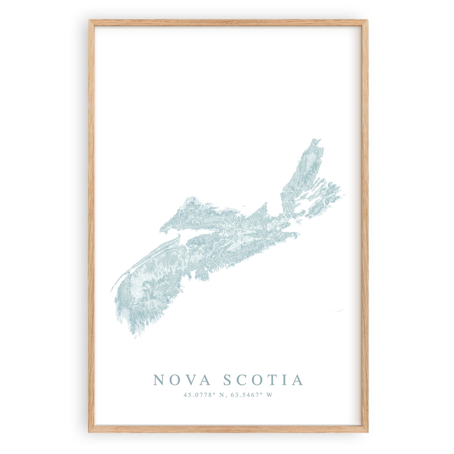 nova scotia canada map print in wood frame