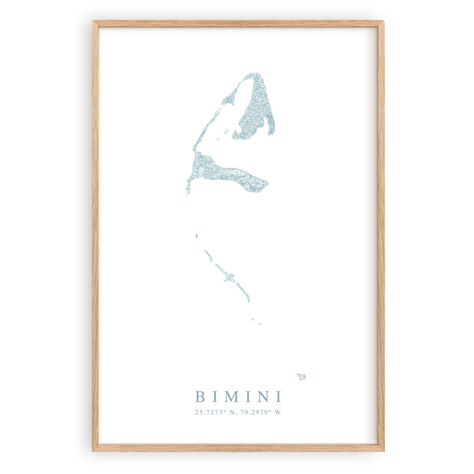 bimini bahamas map print in wood frame