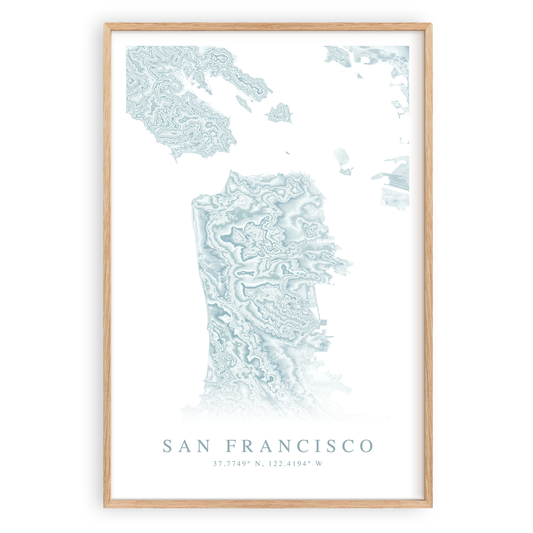 san francisco california map print in wood frame