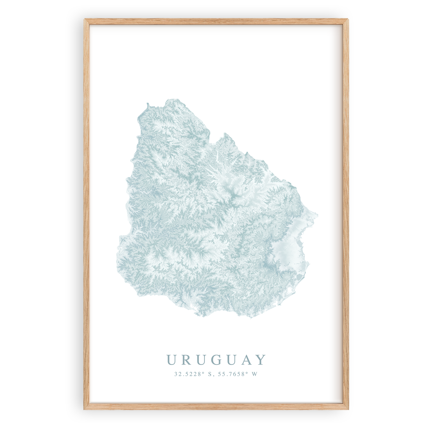 uruguay map print in wood frame