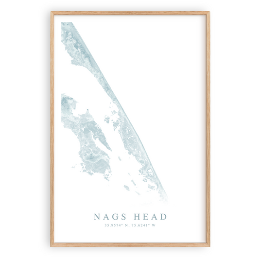 nags head north carolina map print in wood frame