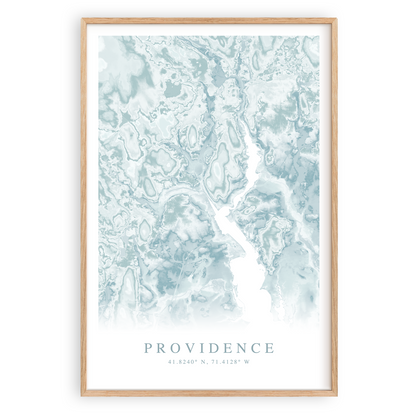 providence rhode island map poster in wood frame