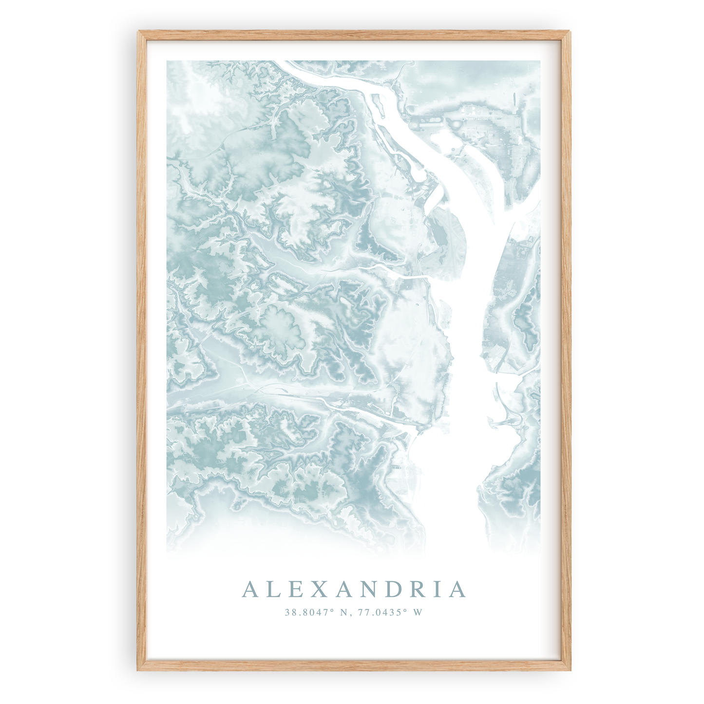 alexandria virginia map print in wood frame