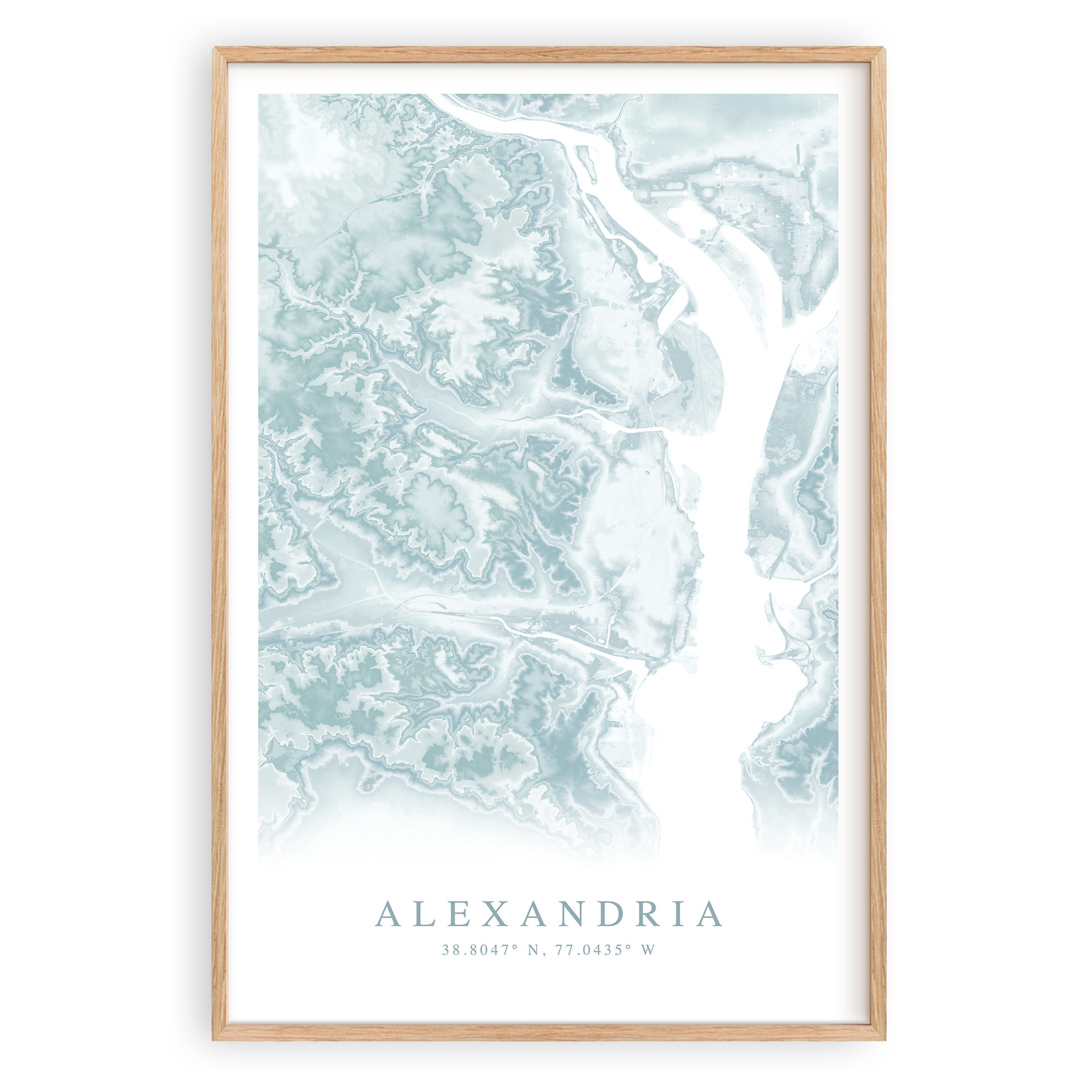alexandria virginia map print in wood frame