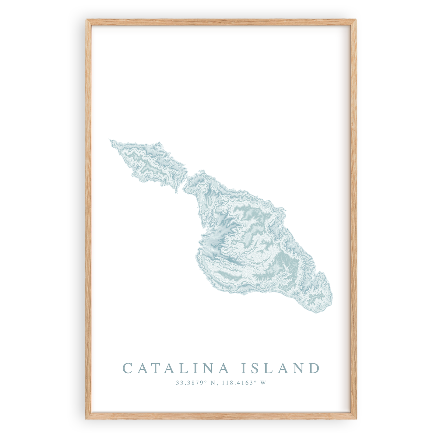 catalina island california map print in wood frame
