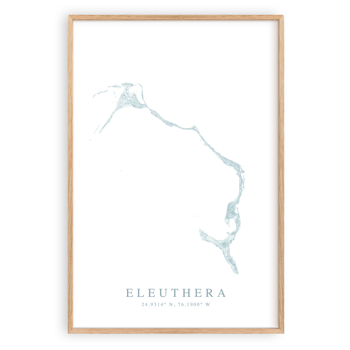 eleuthera bahamas map print in wood frame