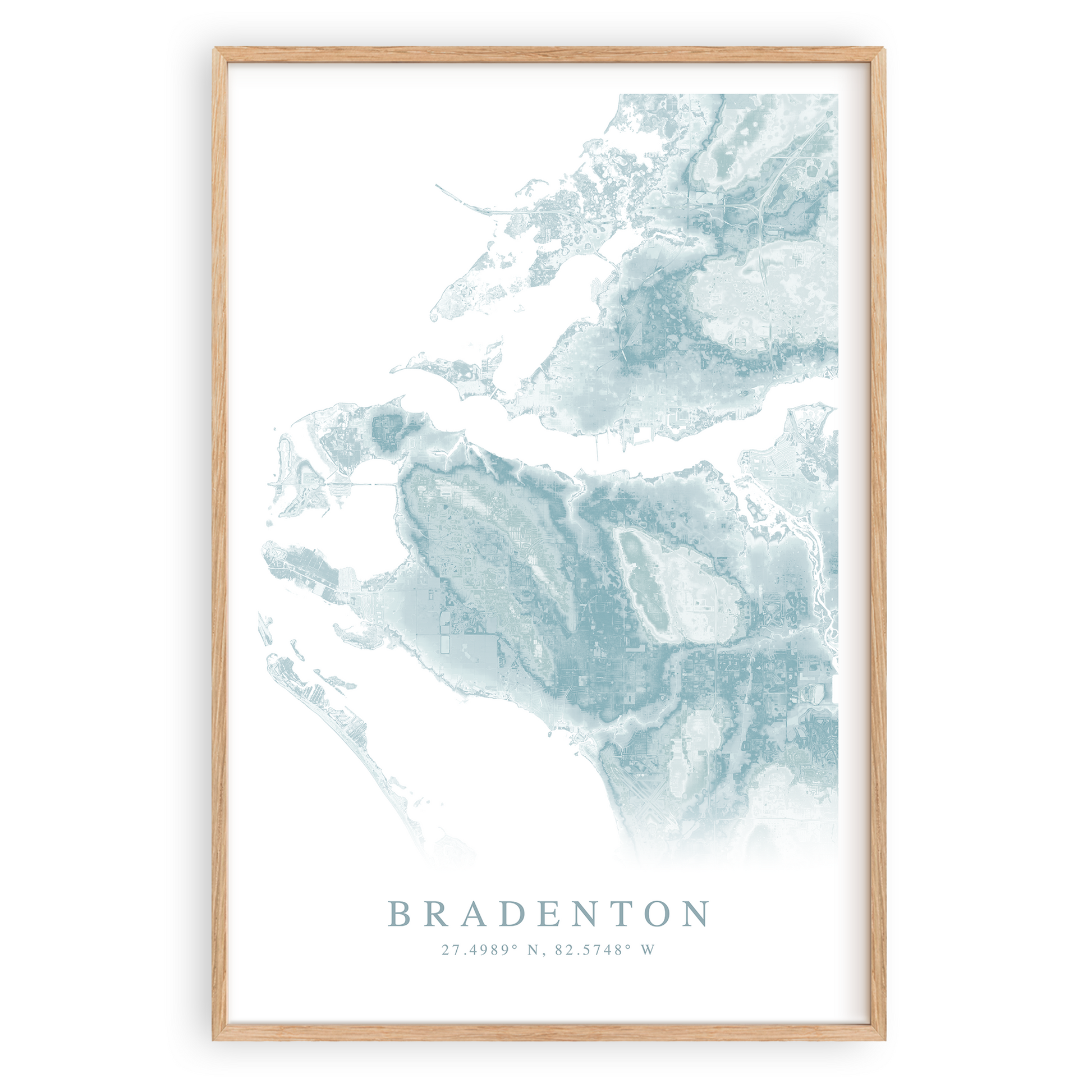 bradenton florida map print in wood frame