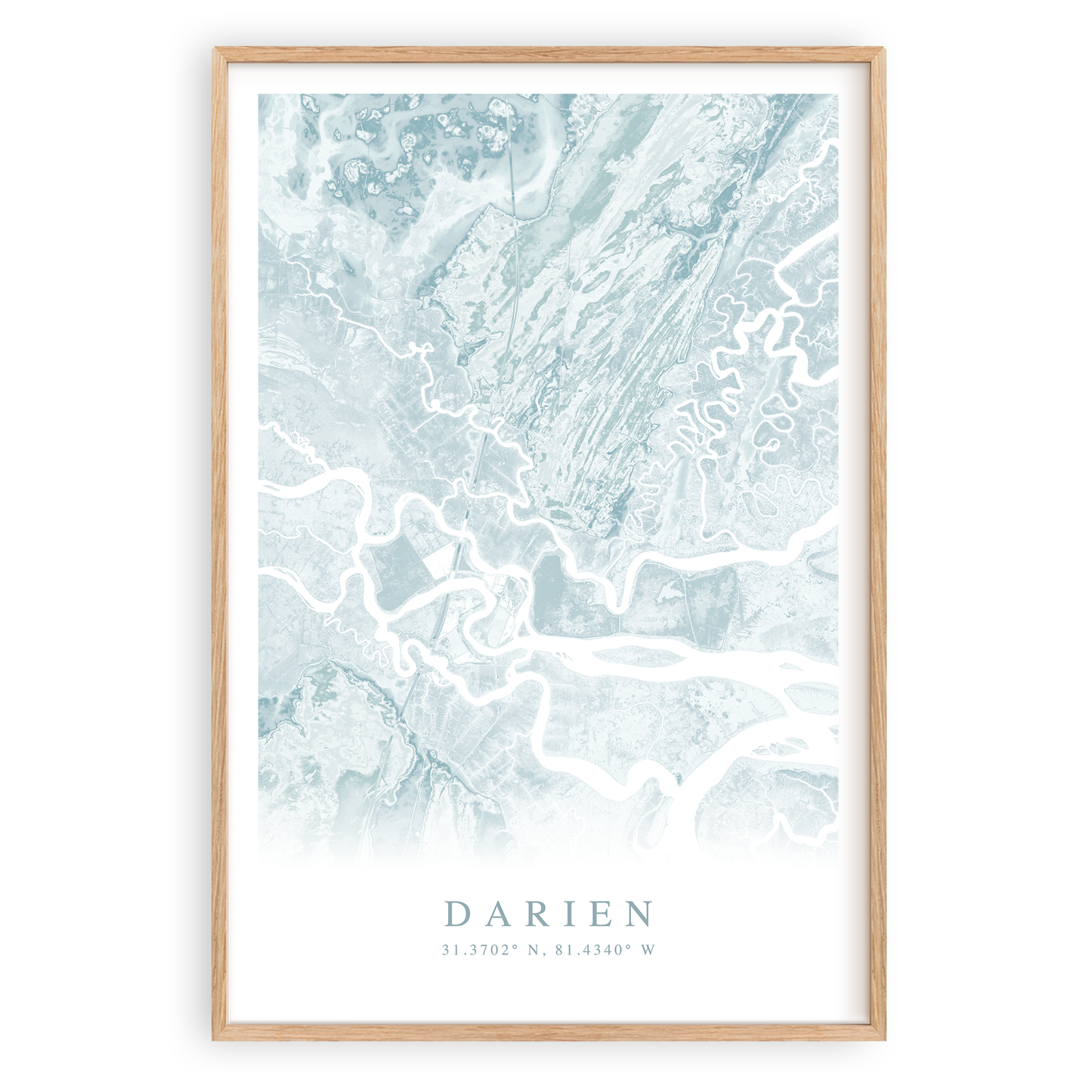 darien georiga map print in wood frame