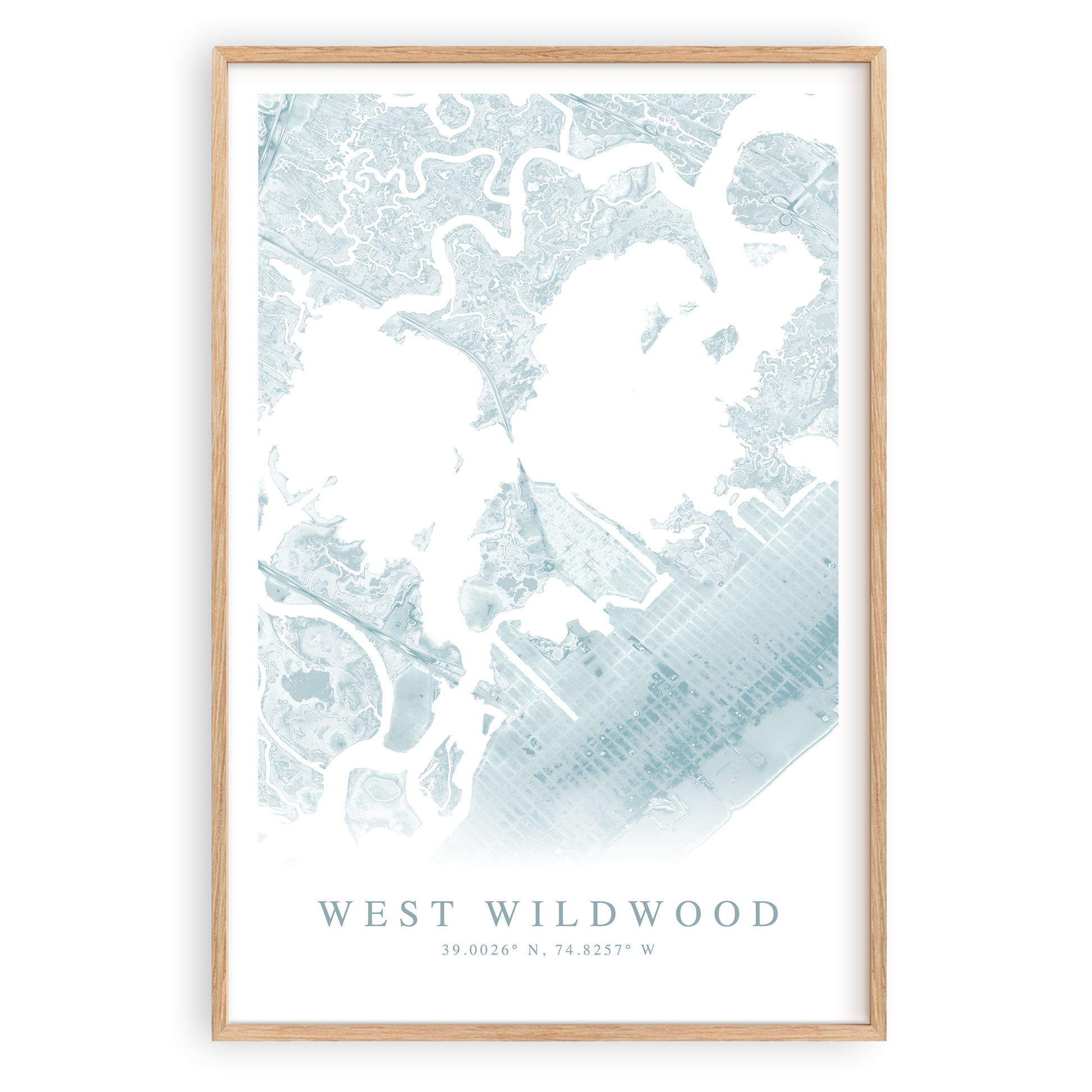 west wildwood new jersey map print in wood frame