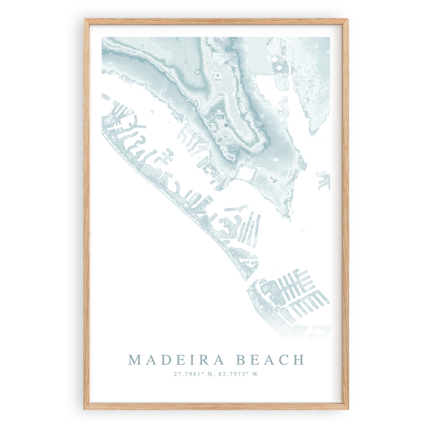 madeira beach florida map print in wood frame