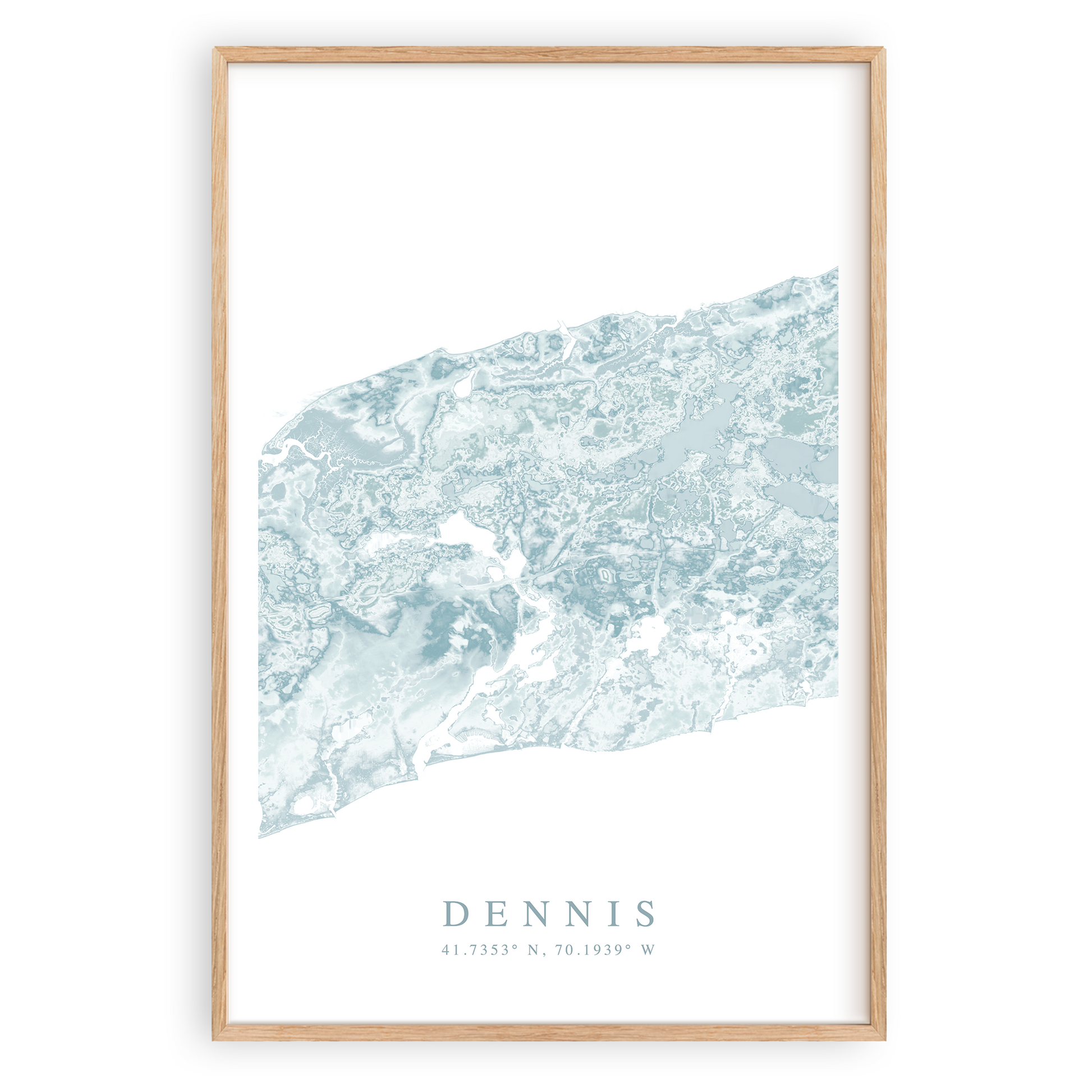 dennis cape cod map print in wood frame