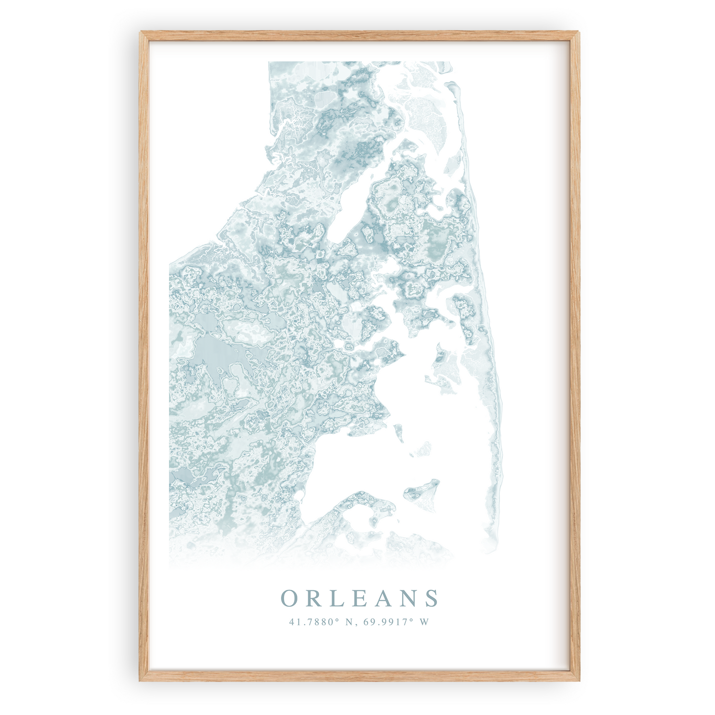 orleans massachusetts map print in wood frame