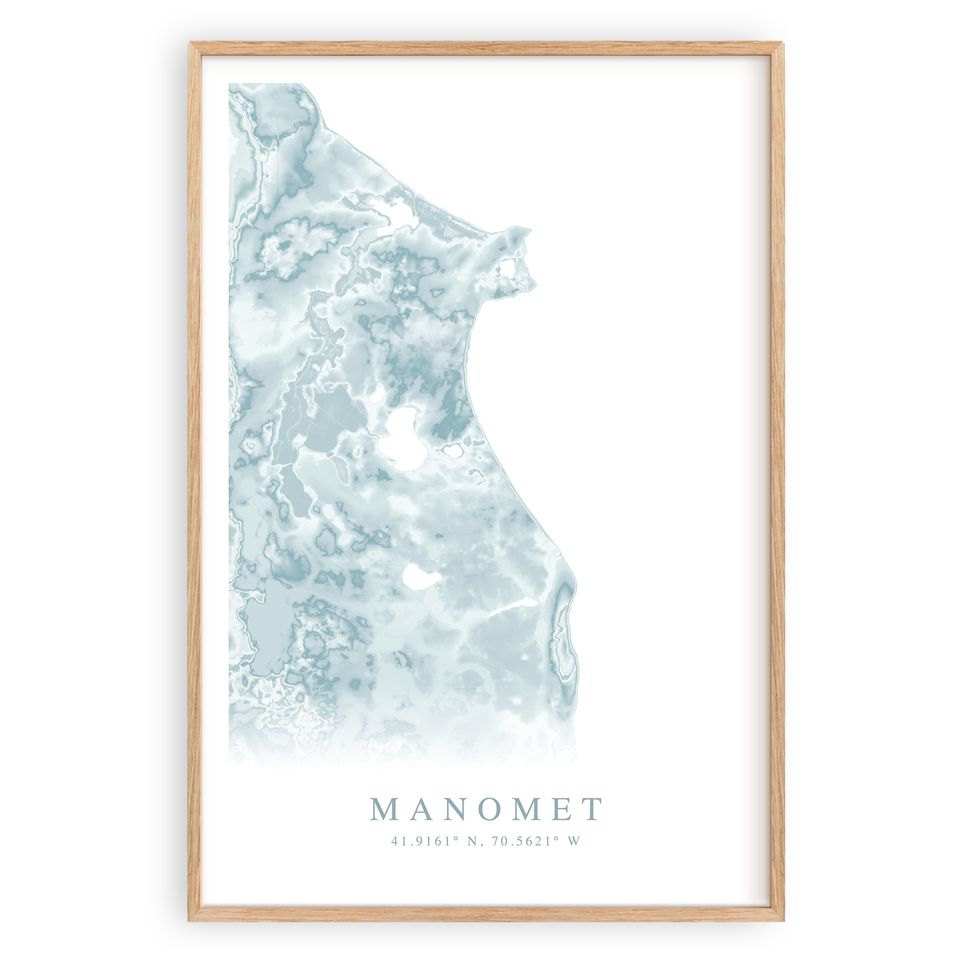 manomet massachusetts map print in wood frame