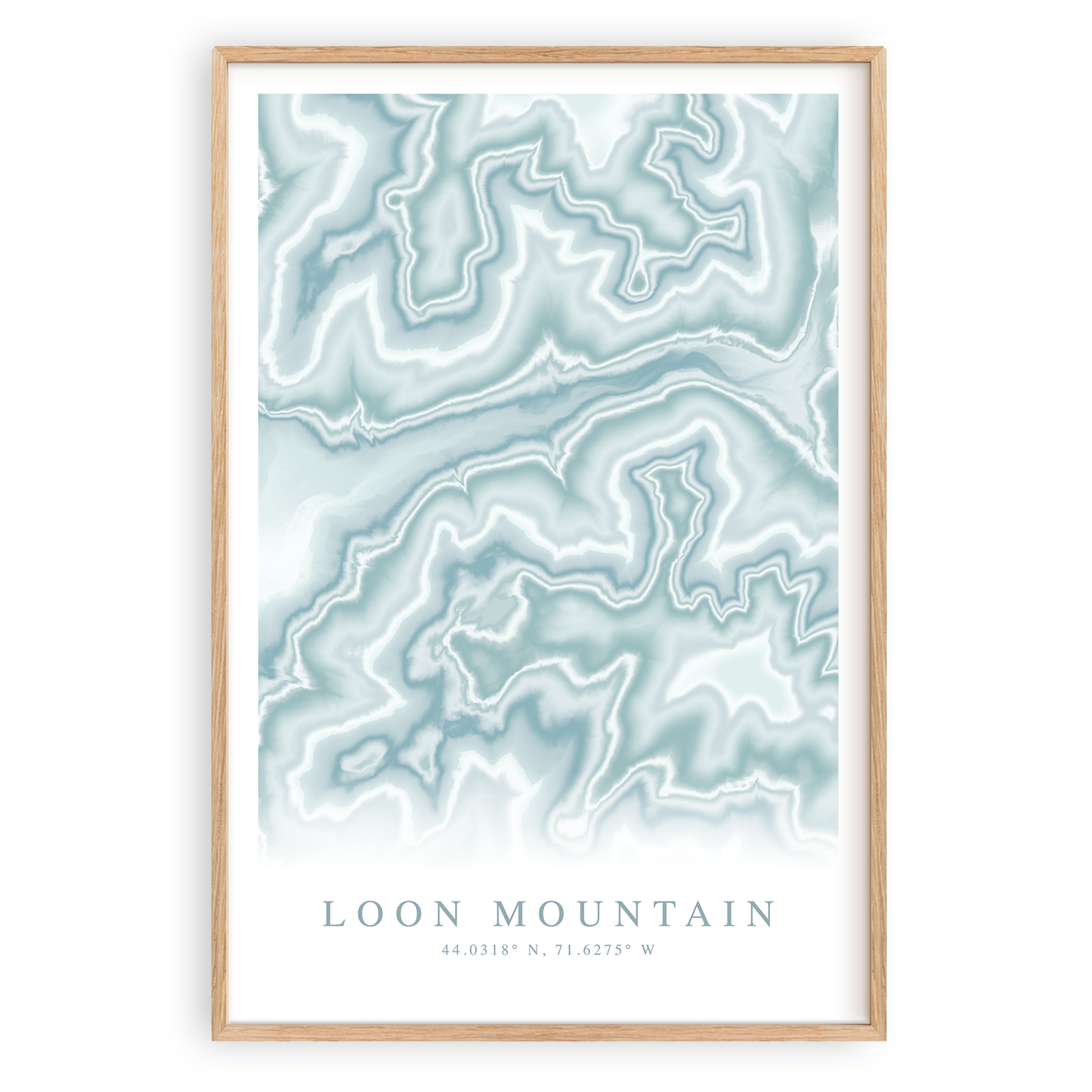 loon mountain new hampshire map print in wood frame