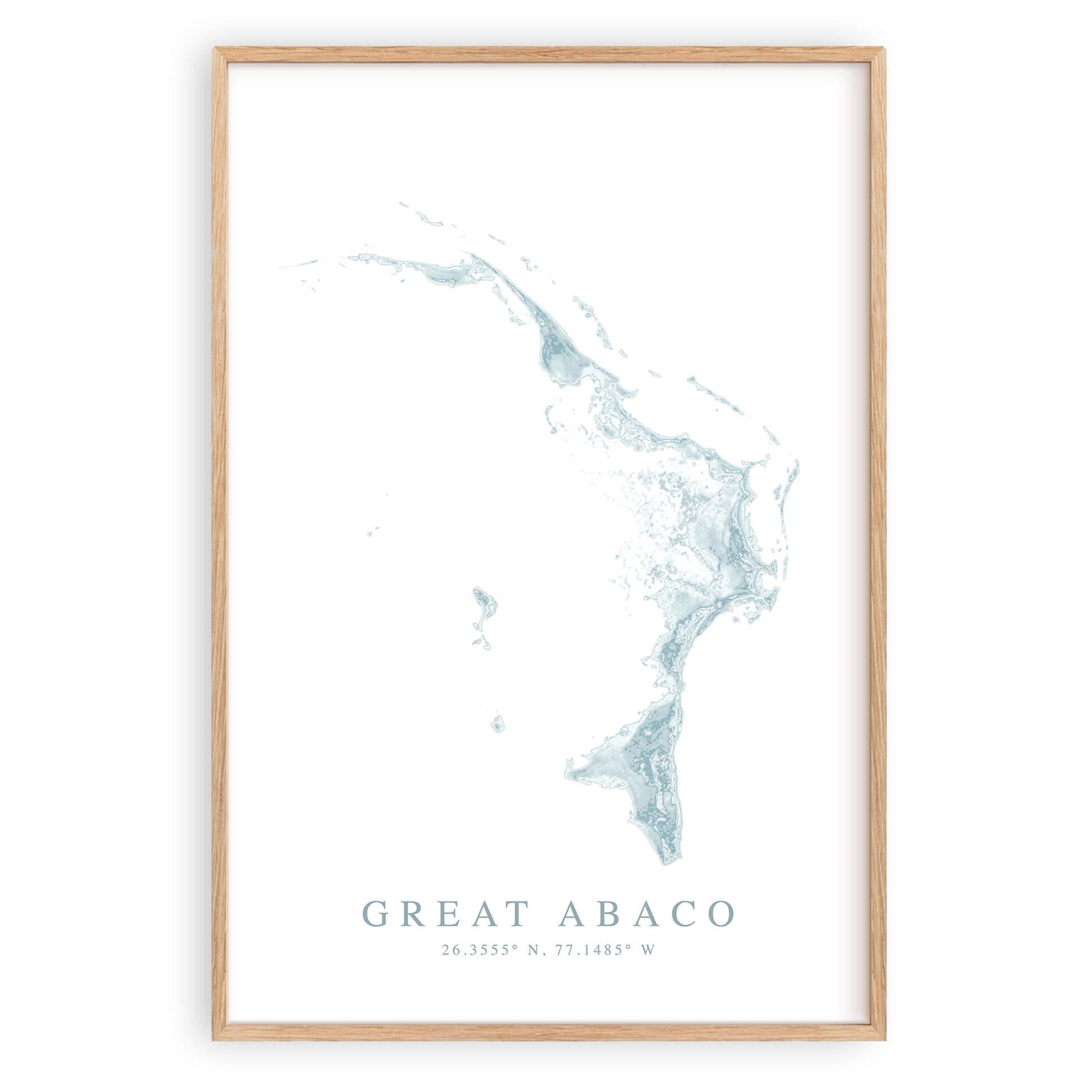 great abaco bahamas map print in wood frame