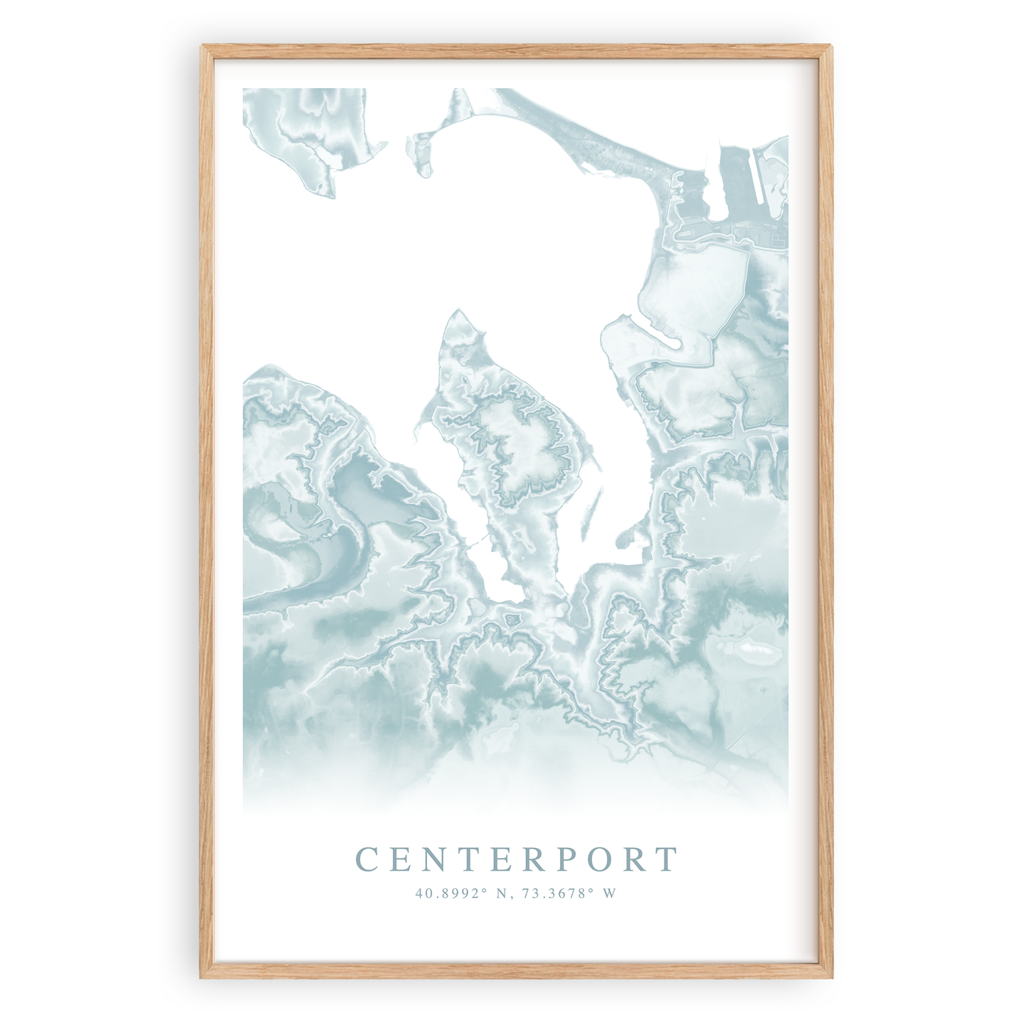 centerport new york map print in wood frame