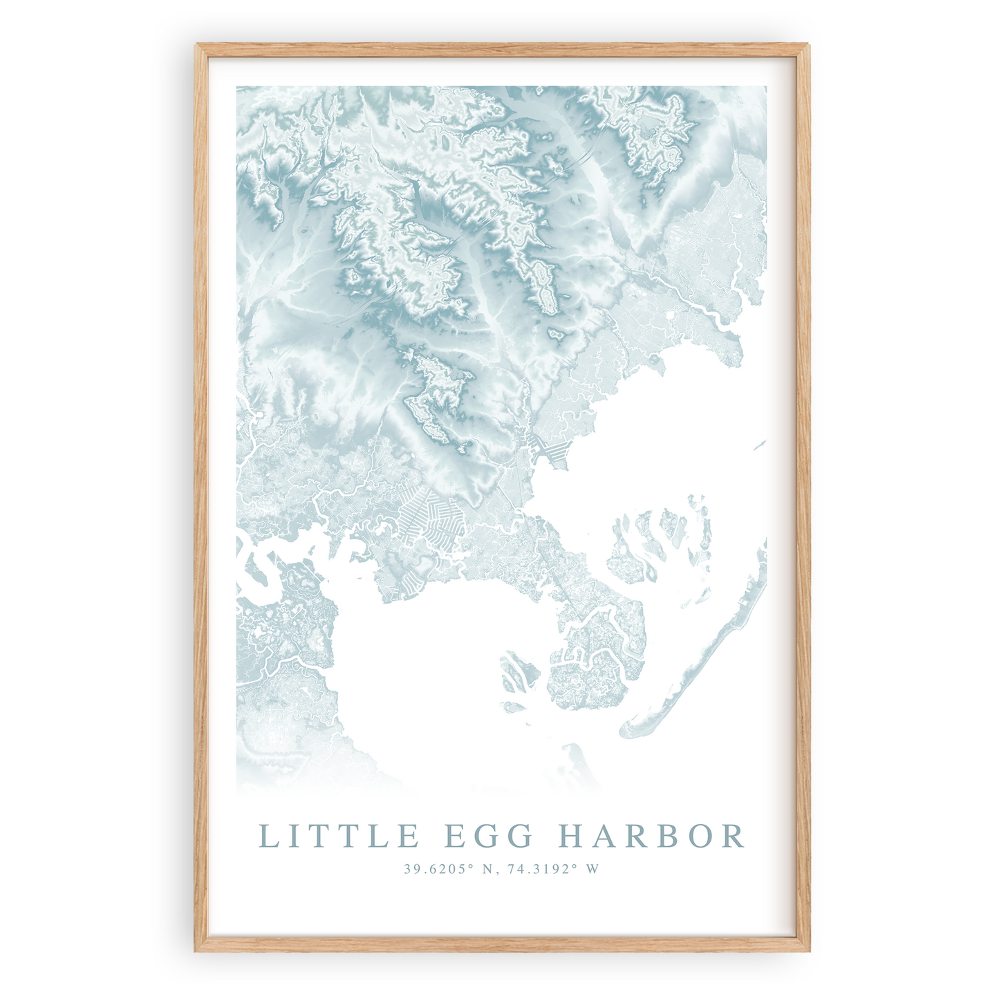 little egg harbor new jersey map print in wood frame