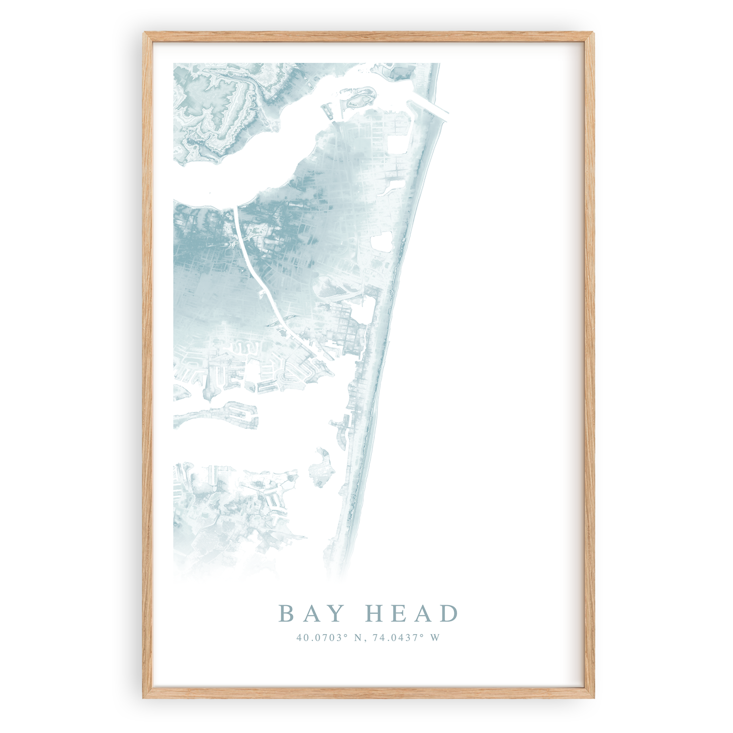 bay head new jersey map print in wood frame