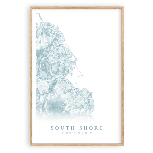 south shore massachusetts map poster in wood frame