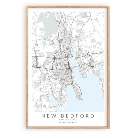 New Bedford Massachusetts Map Print