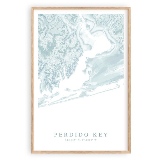 perdido key florida map print in wood frame