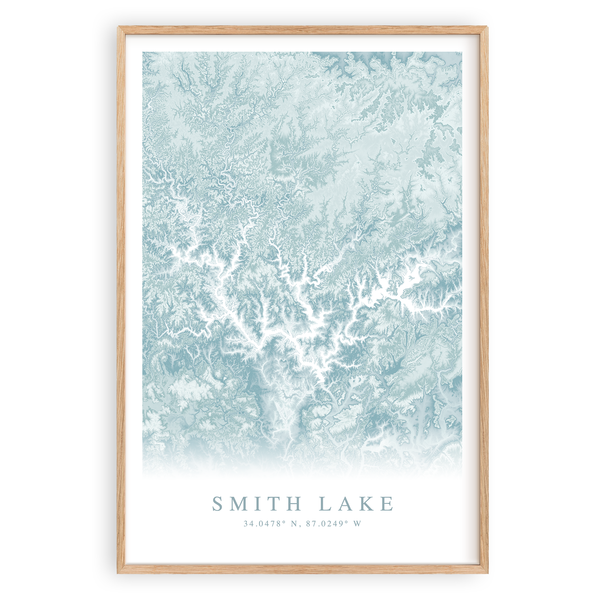 smith lake alabama map print in wood frame