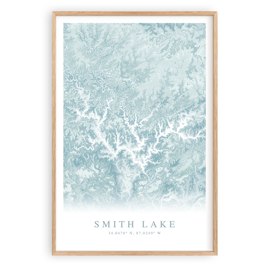 smith lake alabama map print in wood frame