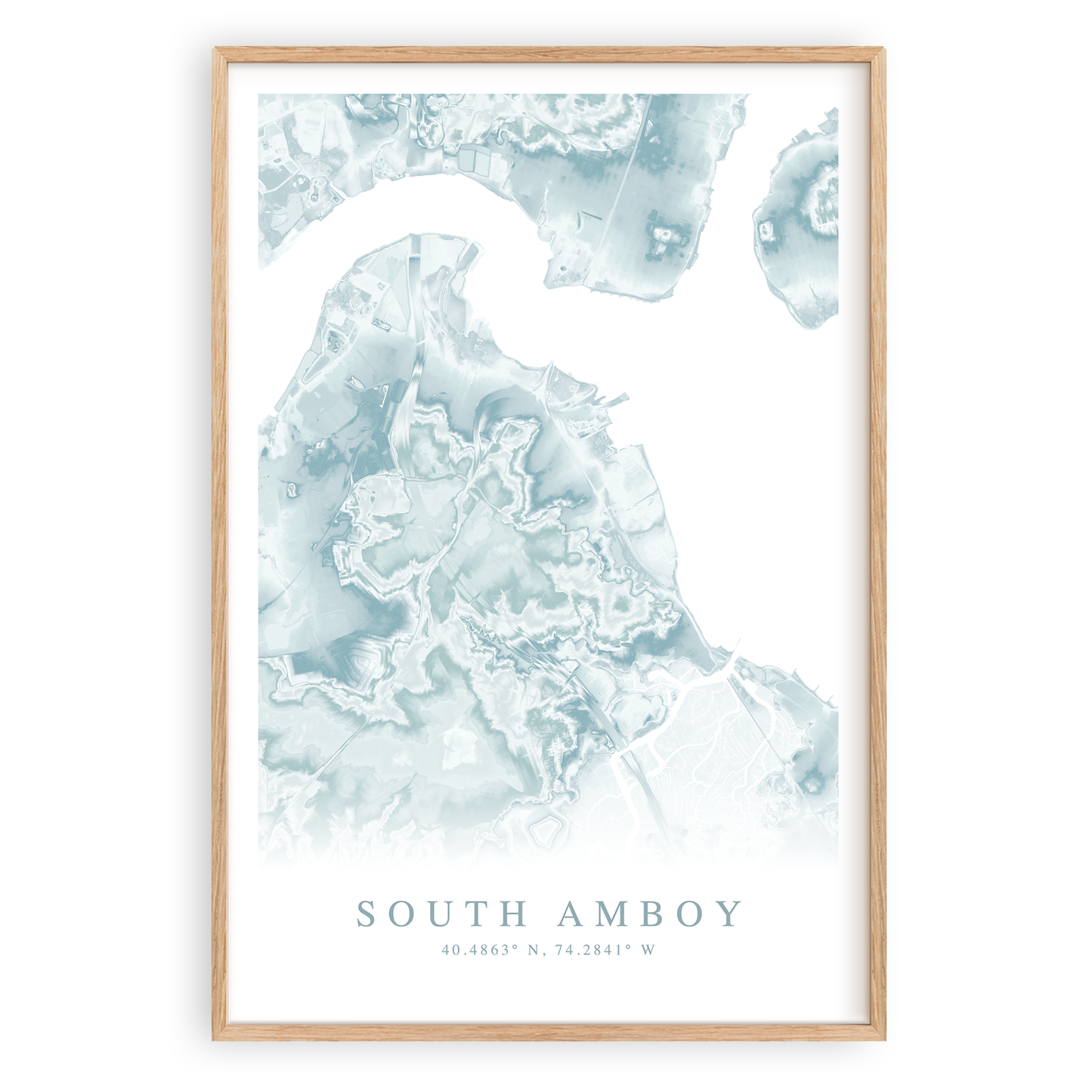 south amboy new jersey map print in wood frame