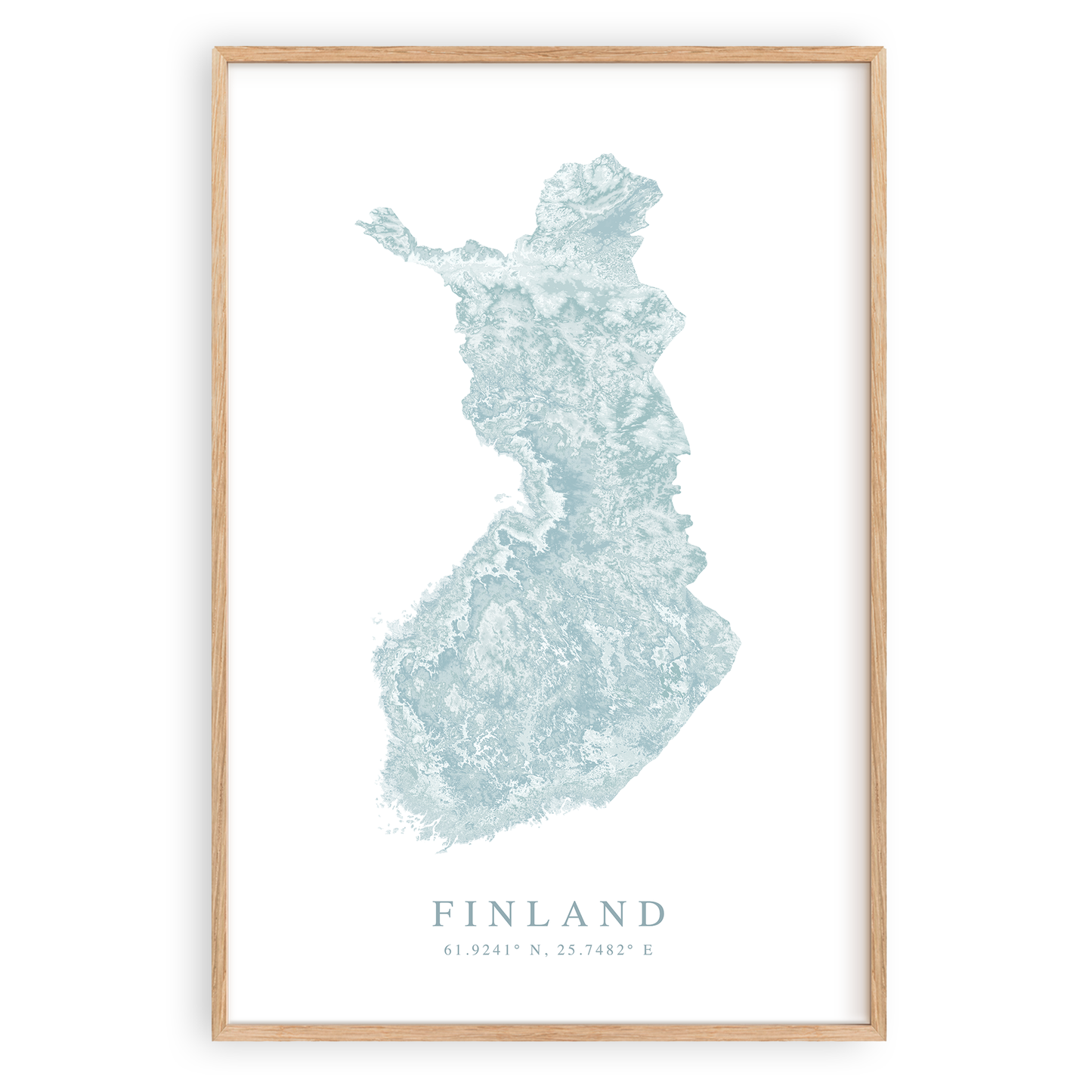 finland map print in wood frame