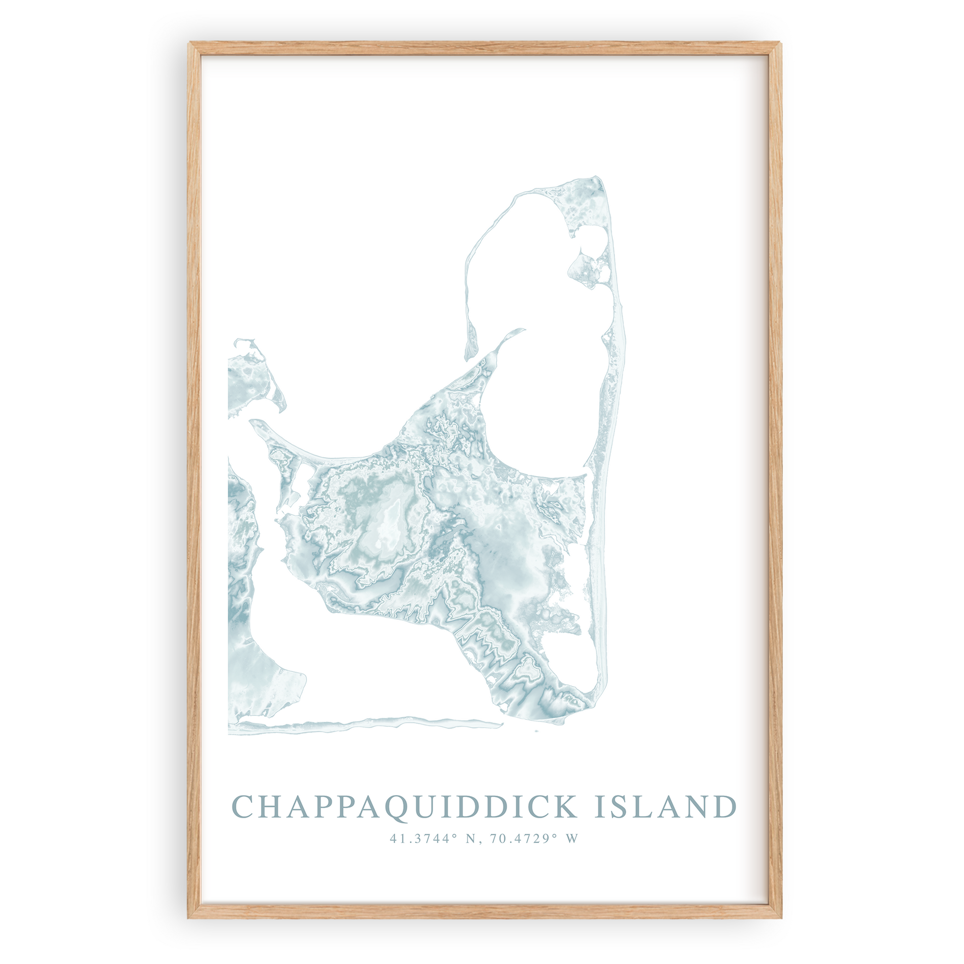 chappaquiddick island map print in wood frame