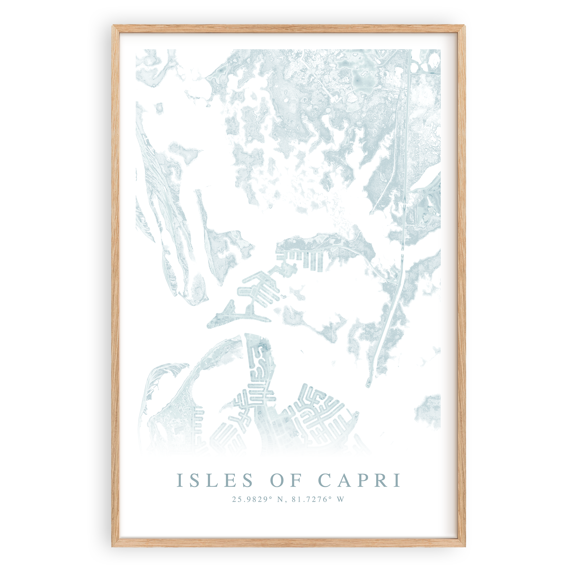 isles of capri florida map print in wood frame