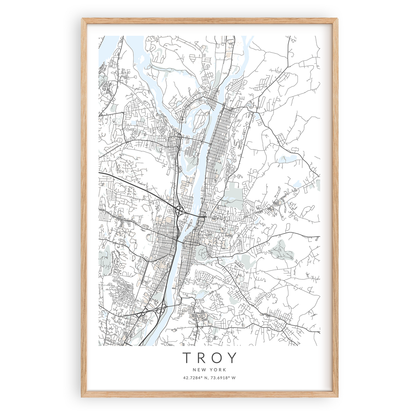 troy new york map print