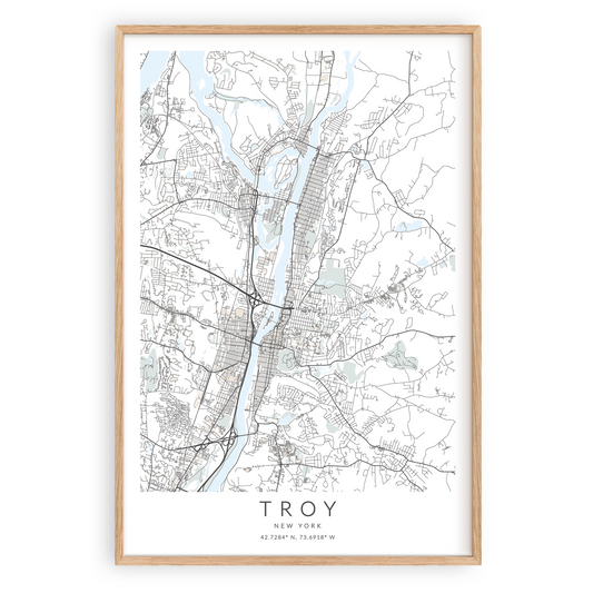 troy new york map print