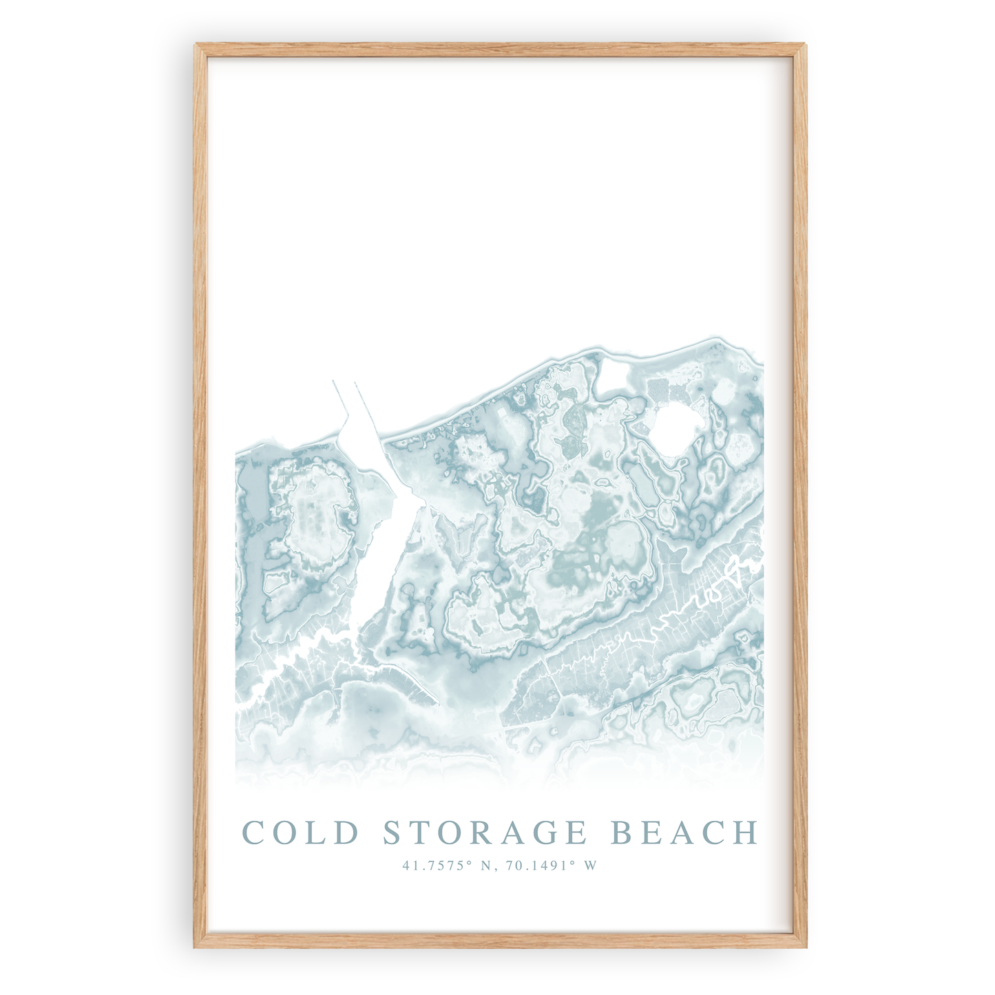 cold storage beach cape cod massachusetts map print in wood frame