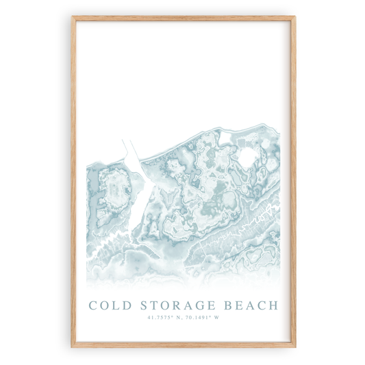 cold storage beach cape cod massachusetts map print in wood frame