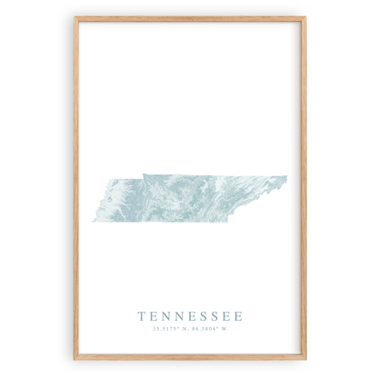 tennessee map poster in wood frame