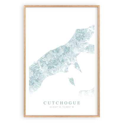 cutchogue new york map print in wood frame