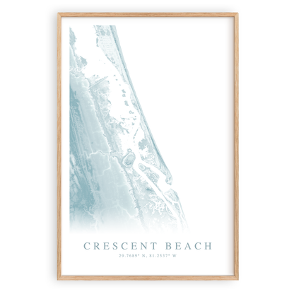 crescent beach florida map print in wood frame