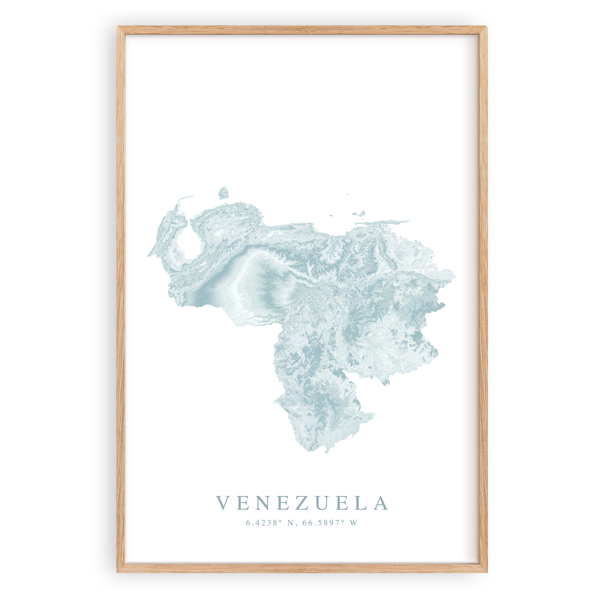 venezuela map print in wood frame